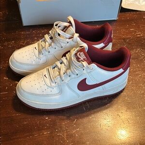 Nike White and Maroon Sneakers
